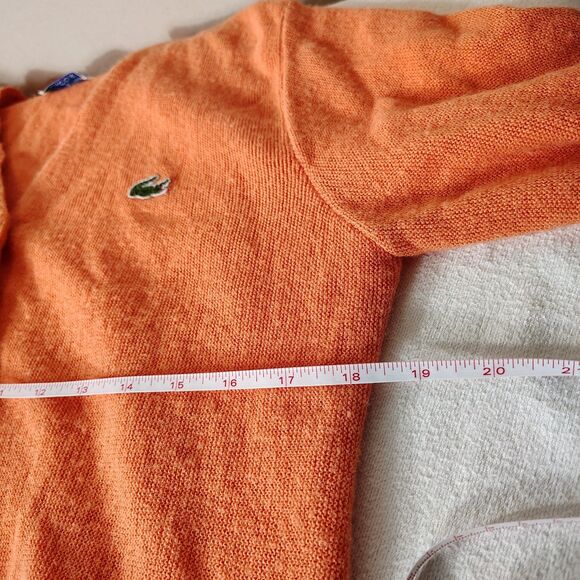 Vtg Hatmaker Lacoste 36 S Orange Cardigan Sweater Retro 80s USA Preppy Classic - Picture 7 of 8